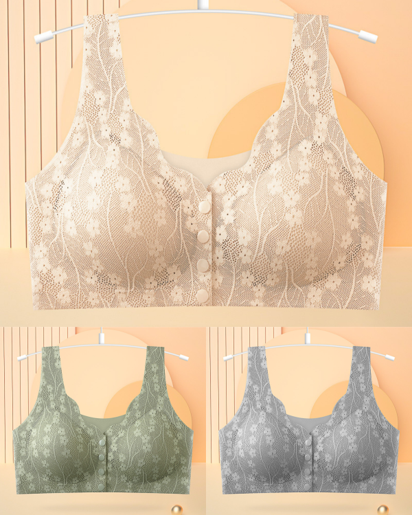 👙【3 darab】9500 Ft Női vezeték nélküli csipke melltartó elülső rögzítéssel