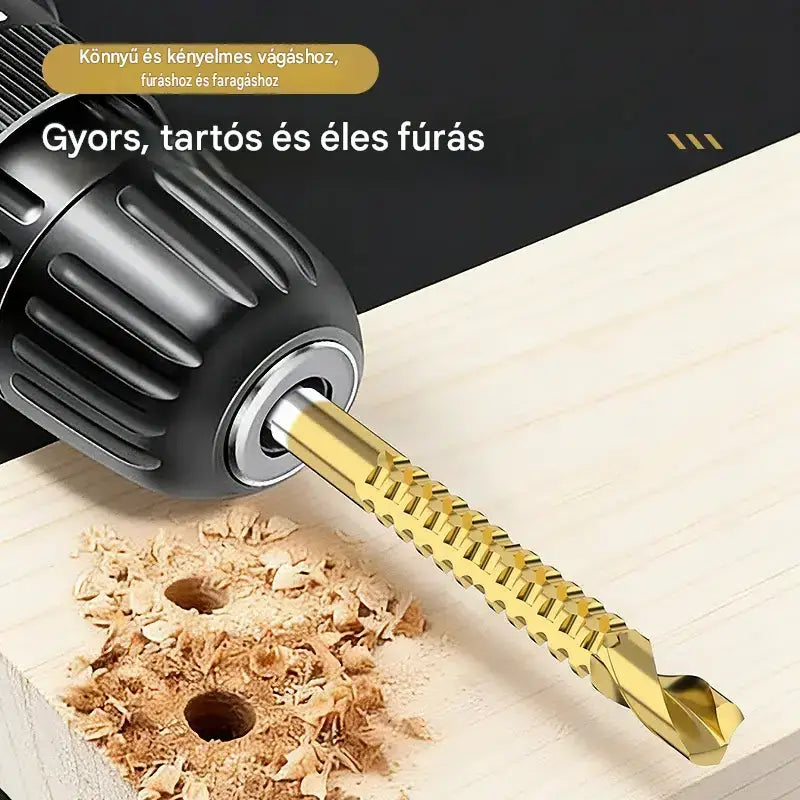 🛠️🔧(6 darabos) 2 az 1-ben titánbevonatú, nagy sebességű acél csigafúró – hatszögletű szárral, fa és fém fúrásához és hornyolásához🔩