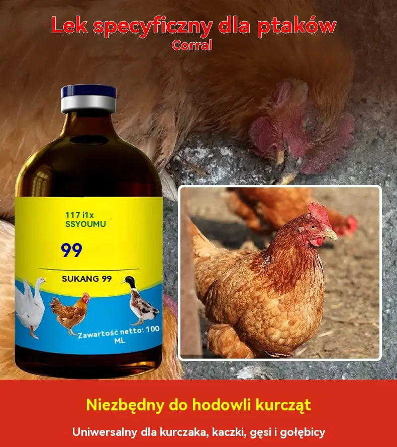 [2 botellas, 89 zł.] 💊🐓🦆🕊️ Lek na ptasią grypę, utratę apetytu, biegunkę i kaszel u drobiu, kurczaków, kaczek i gęsi. 1 butelka 100 ml.