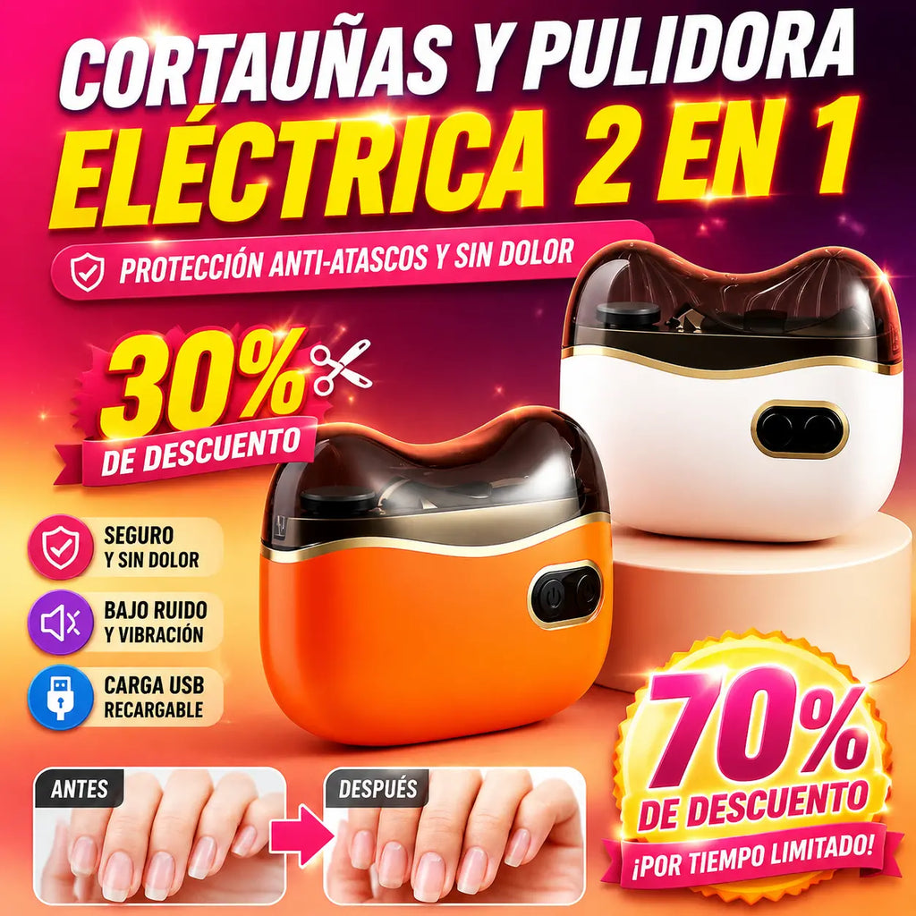 Lima de uñas eléctrica multifuncional, cortauñas eléctrico con protección antipellizcos