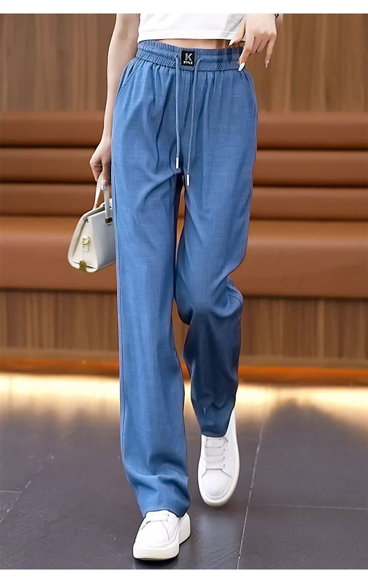 👖❤️🔥【50% Promocji】【40-100 kg】2026 nowe wysokiej jakości miękkie, swobodne spodnie z drapowaniem.Uczucie chłodzenia dzięki lodowemu jedwabiowi, efekt wyszczuplający z ograniczeniem wzrostu