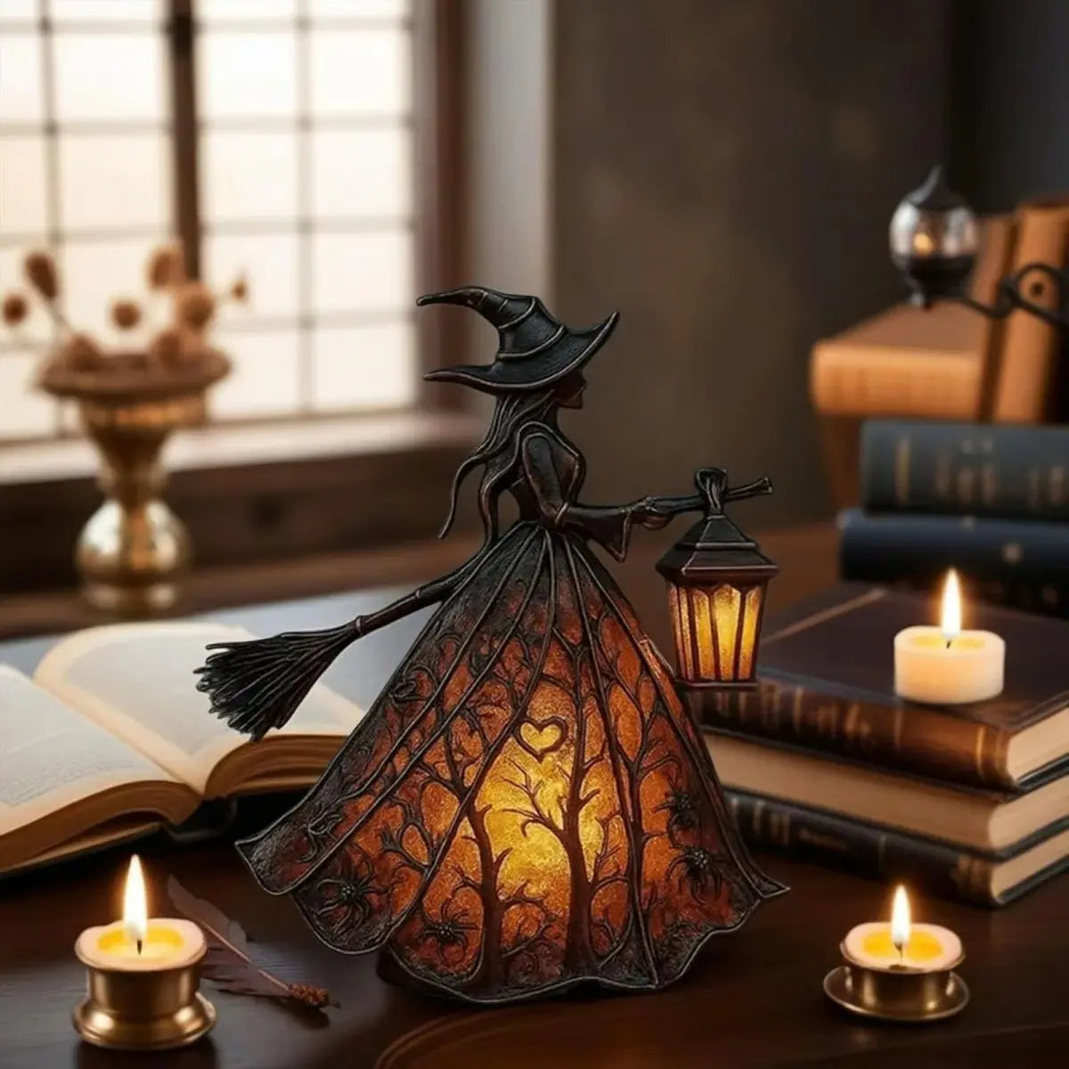 🧙‍♀️Čarodějnická lampa, strašidelná gotická lucerna, unikátní stolní lampa, noční světlo s nožičkami, vhodné do domácnosti, na verandu, do kanceláře i na párty.