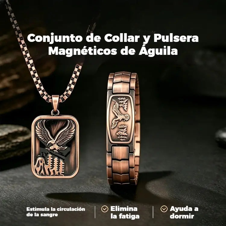 🔥【Pulsera + Collar】Pulsera magnética para hombre con diseño de águila