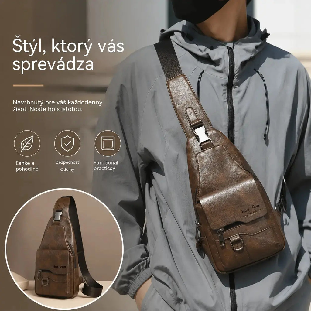 🎒 Nepremokavá taška cez rameno z pravej kože v retro štýle: nevyhnutná vec na každodenné dochádzanie.