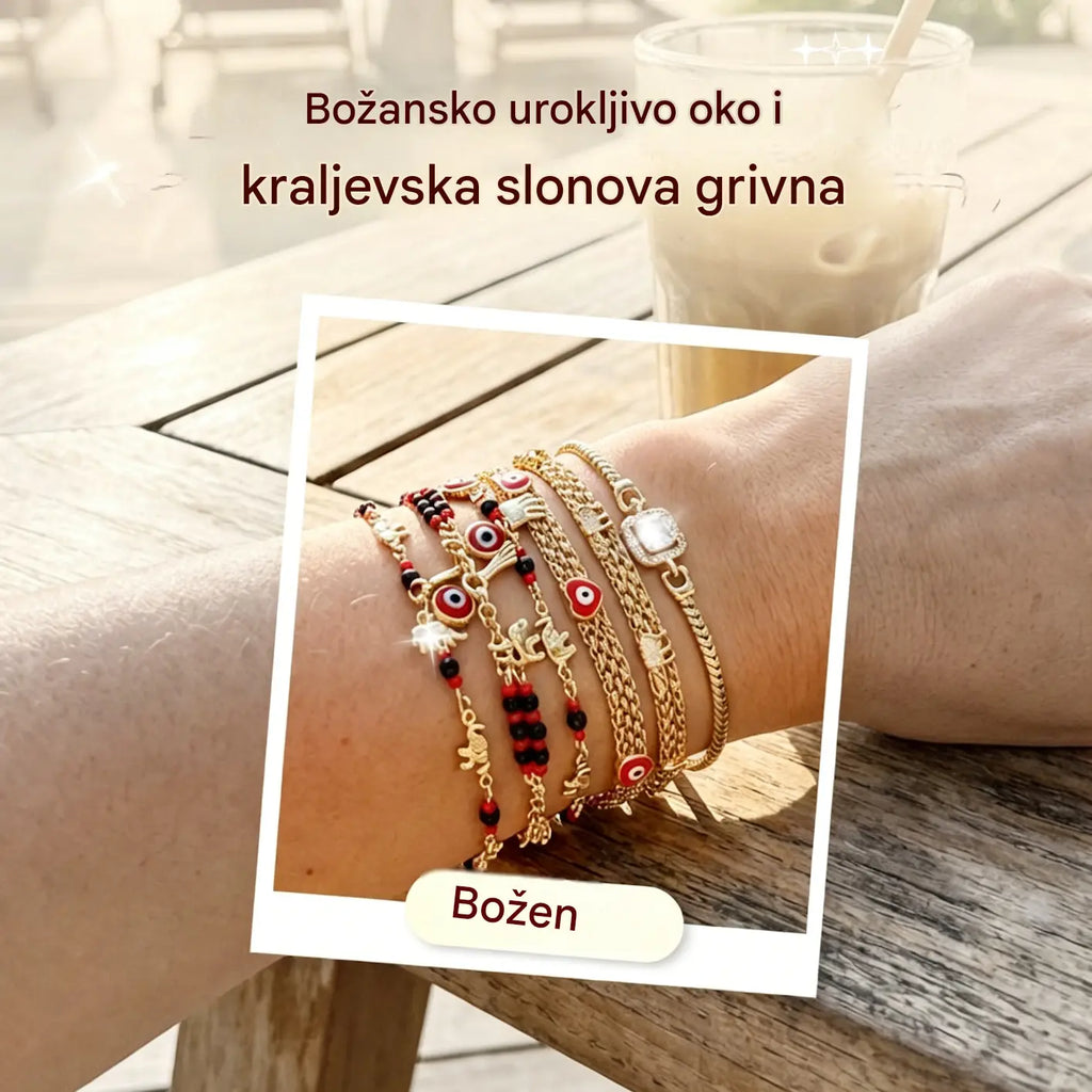 VREMENSKI OGRANIČENA PONUDA: 50% POPUSTA! Boho narukvica s privjescima i sretnim slonom: simbolični privjesci, podesivi rez, pozlaćeni i 7 stilova