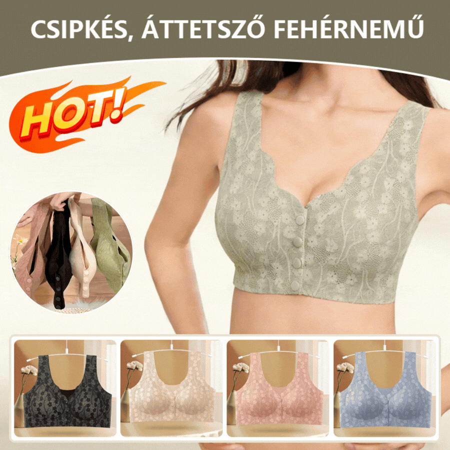 👙【3 darab】9500 Ft Női vezeték nélküli csipke melltartó elülső rögzítéssel