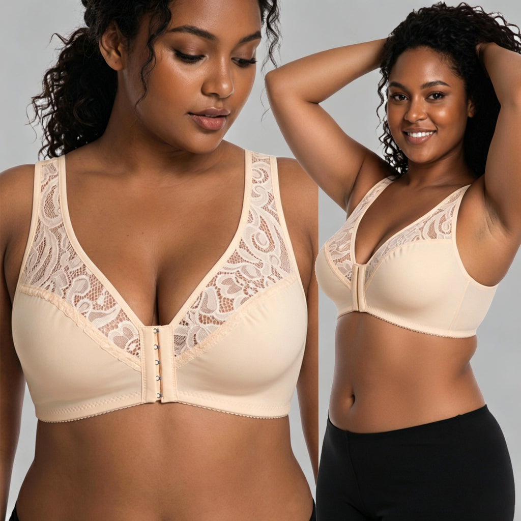 【3dílná sada】【L–4XL】 plus size push-up prodyšná podprsenka bez kostic, bezšvový design s předním zapínáním，Platba na dobírku