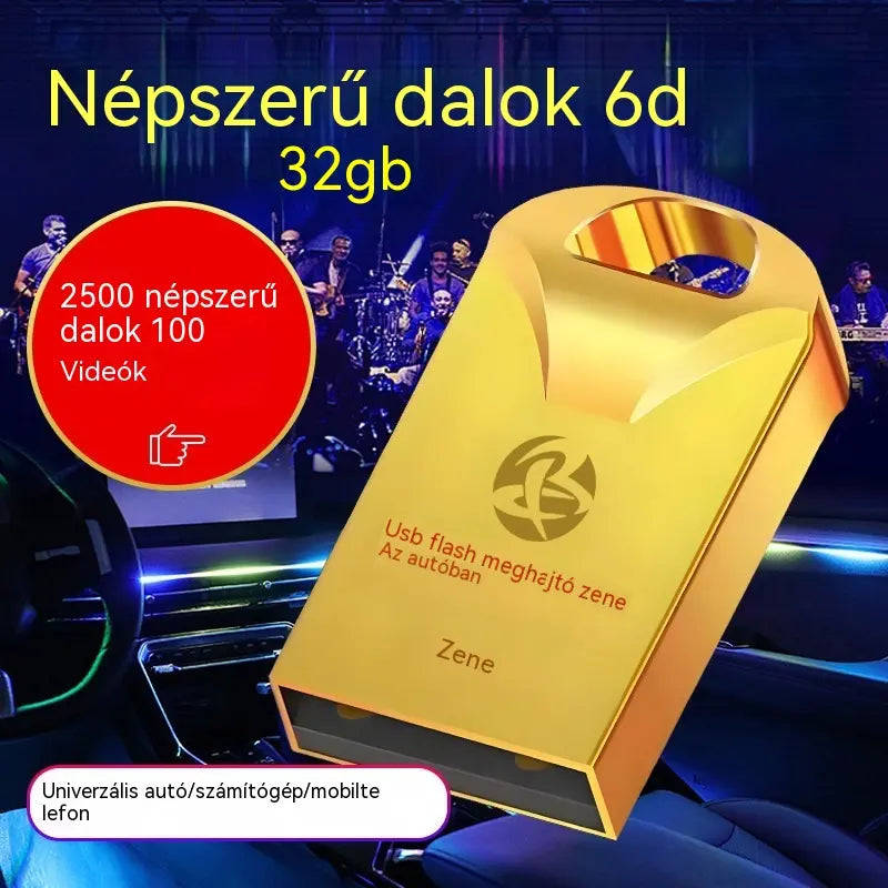 🔥🔥【32 GB】Kiváló minőségű univerzális USB flash meghajtó autós zenéhez【2500 népszerű dal + 100 videó】