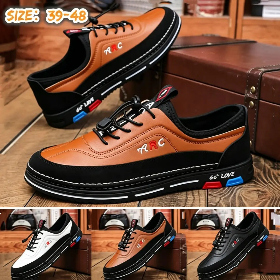 Los zapatos de negocios casuales para hombre están hechos de cuero impermeable y resistente a las manchas con una suela suave para un uso cómodo.
