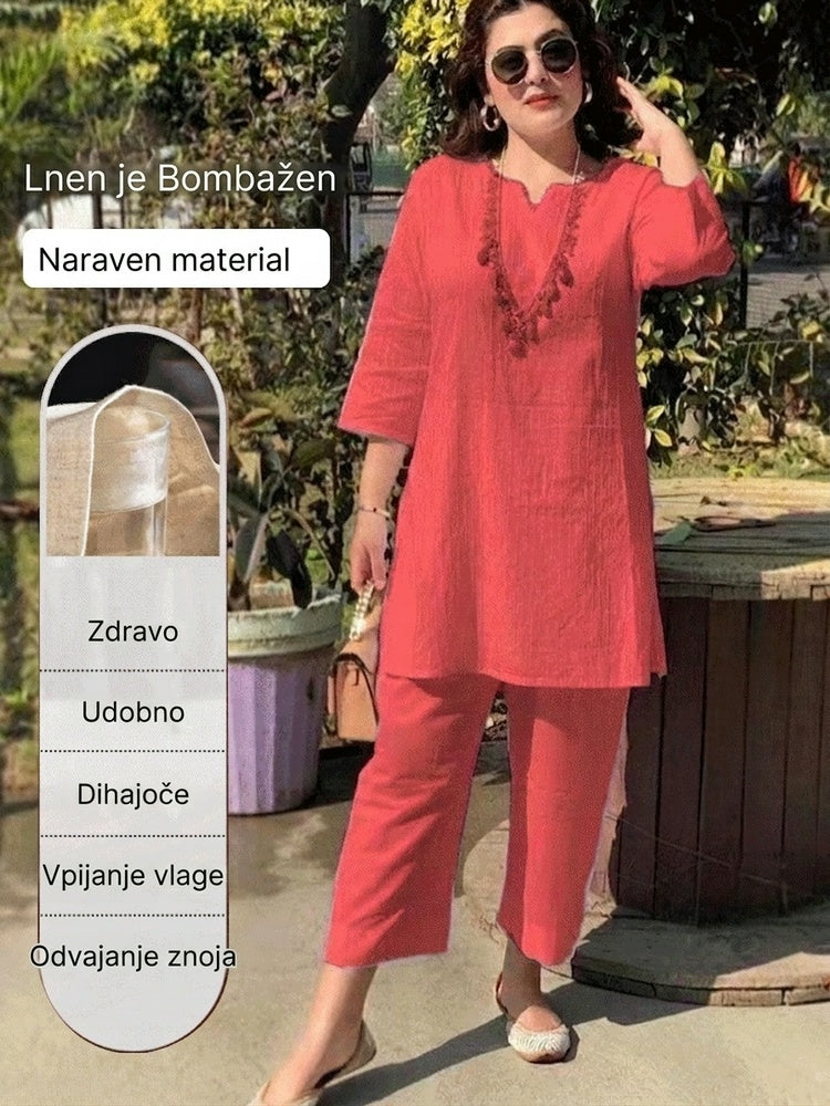 🔥🔥【40-100 kg】Poletna nova modna enobarvna obleka z dolgimi rokavi, etničnega sloga in temperamenta za potovanja na delo