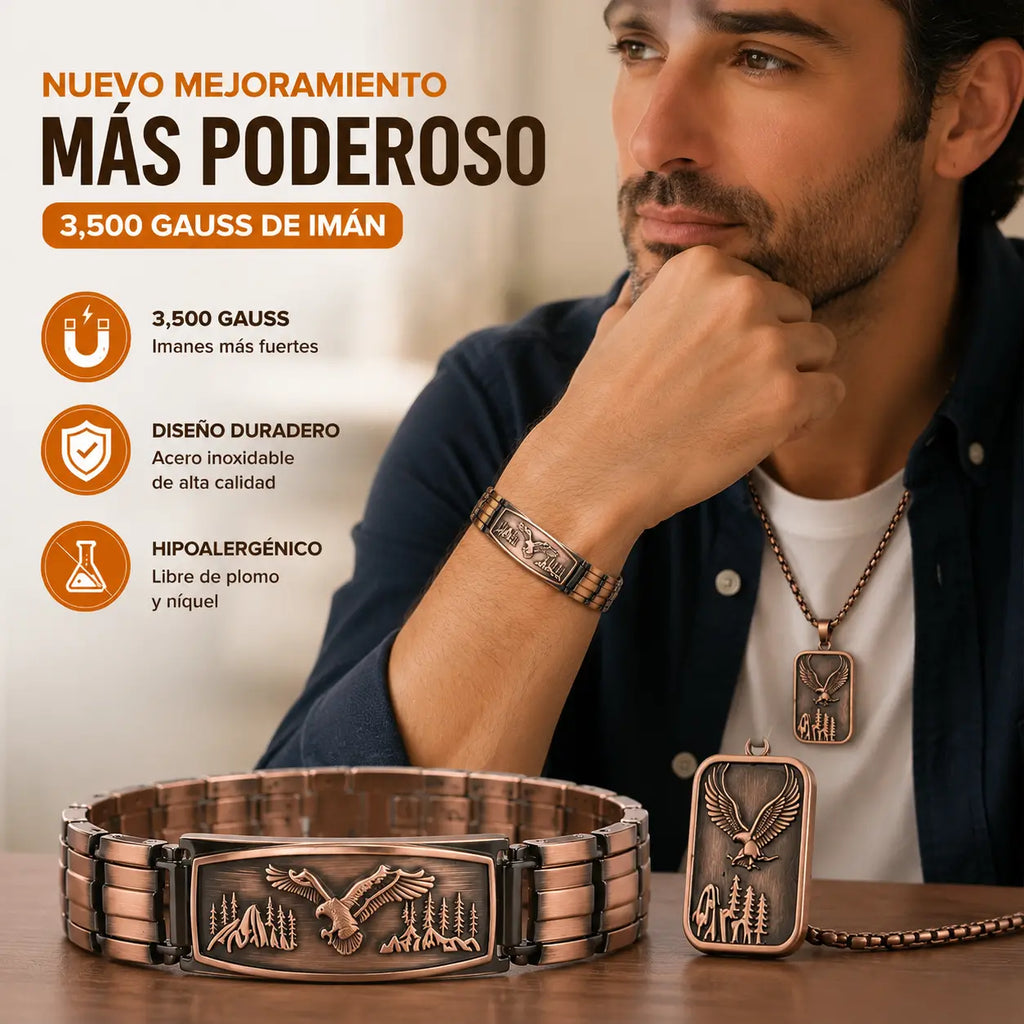 🔥【Pulsera + Collar】Pulsera magnética para hombre con diseño de águila