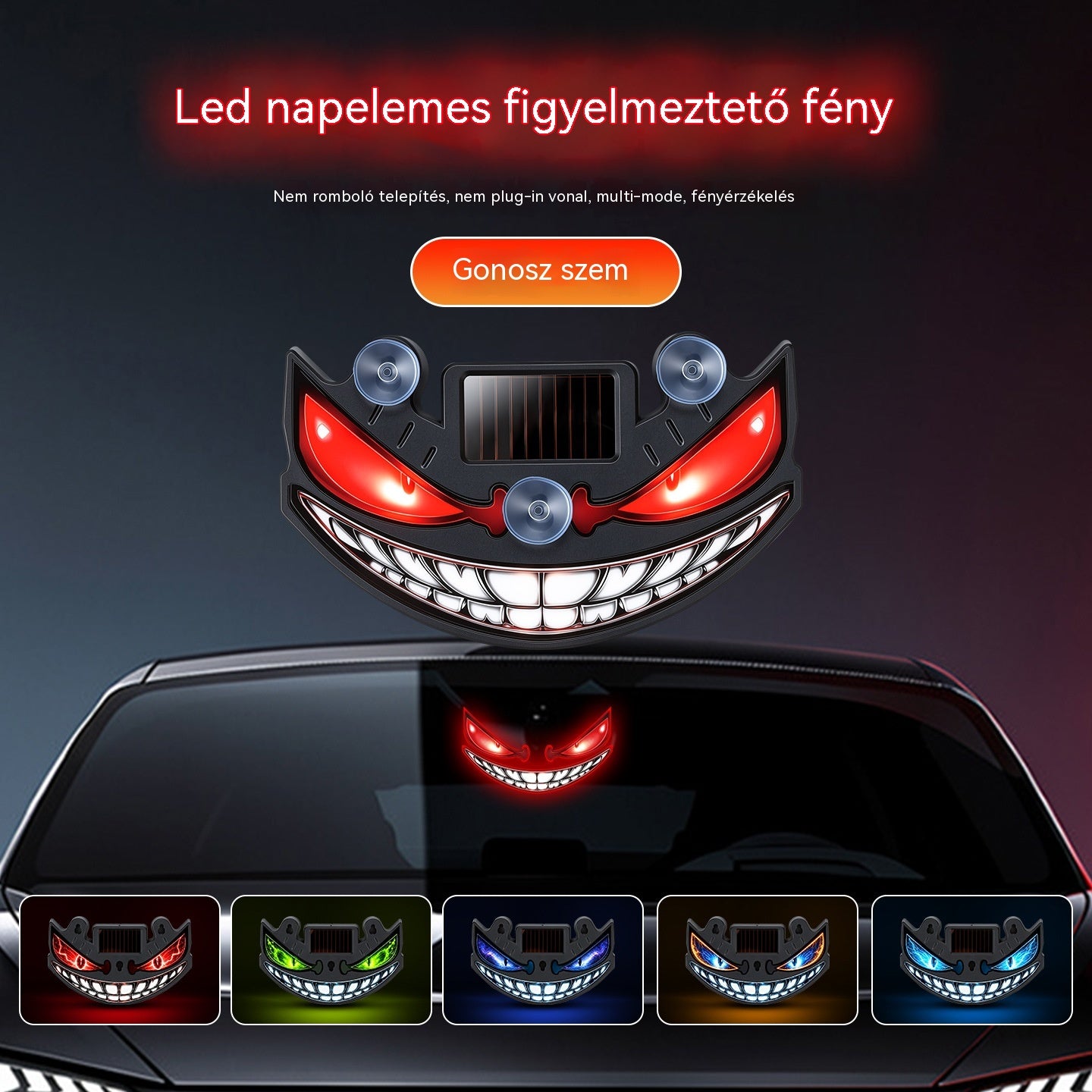 🚗🚗LED Ördög Autódekorációs Világítások, Napelemes Hangulatvilágítás