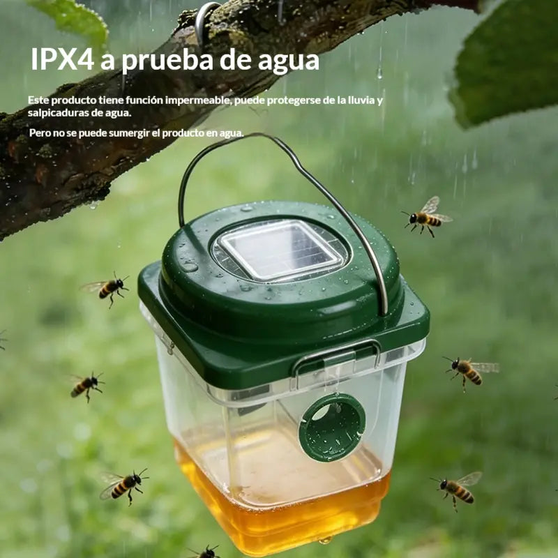 🐝☀️ Trampa solar para avispas para la terraza y el jardín  - eficaz, recargable y resistente a la intemperie - sin productos químicos, hasta 500 m² - ¡ahorra ahora!