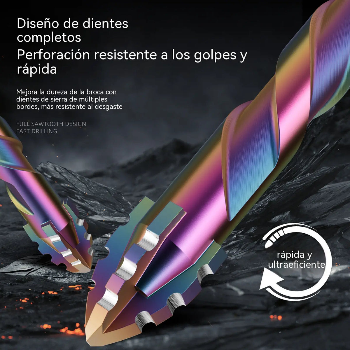 🥇【6+8mm】Broca excéntrica dentada de acero de tungsteno ultraduro de cuatro ranuras con revestimiento de titanio