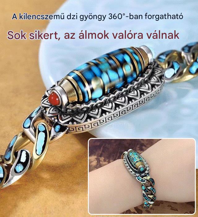 【30% OFF】 925 sterling ezüst retro hatjegyű türkiz mantra gyöngyökből készült karkötő