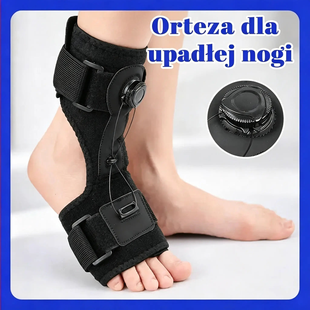 【2 szt.】Orteza na Opadającą Stopę – Regulacja Pokrętłem, Stabilizacja i Komfort 24/7