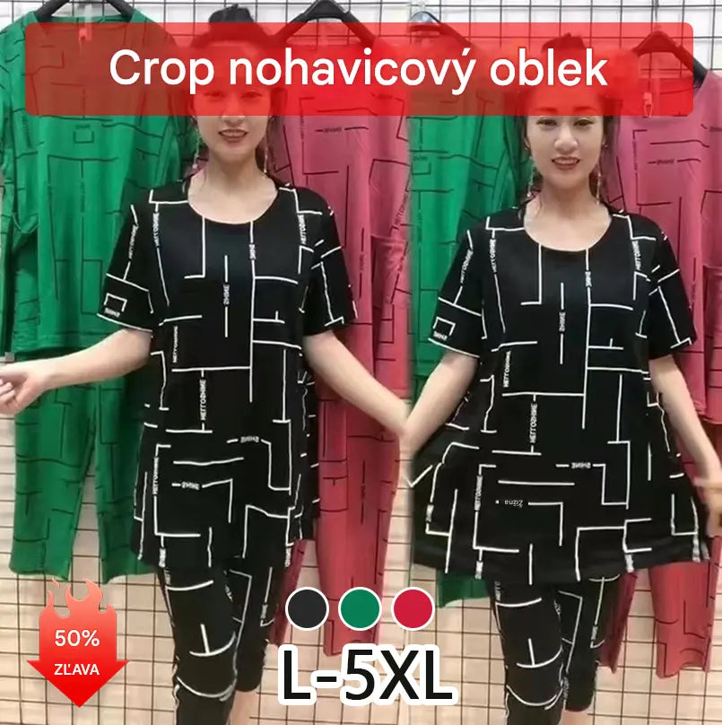 【Top + Nohavice】Dámsky oblek s krátkym rukávom, nový štýl 2026, ležérny, pre ženy stredného a staršieho veku