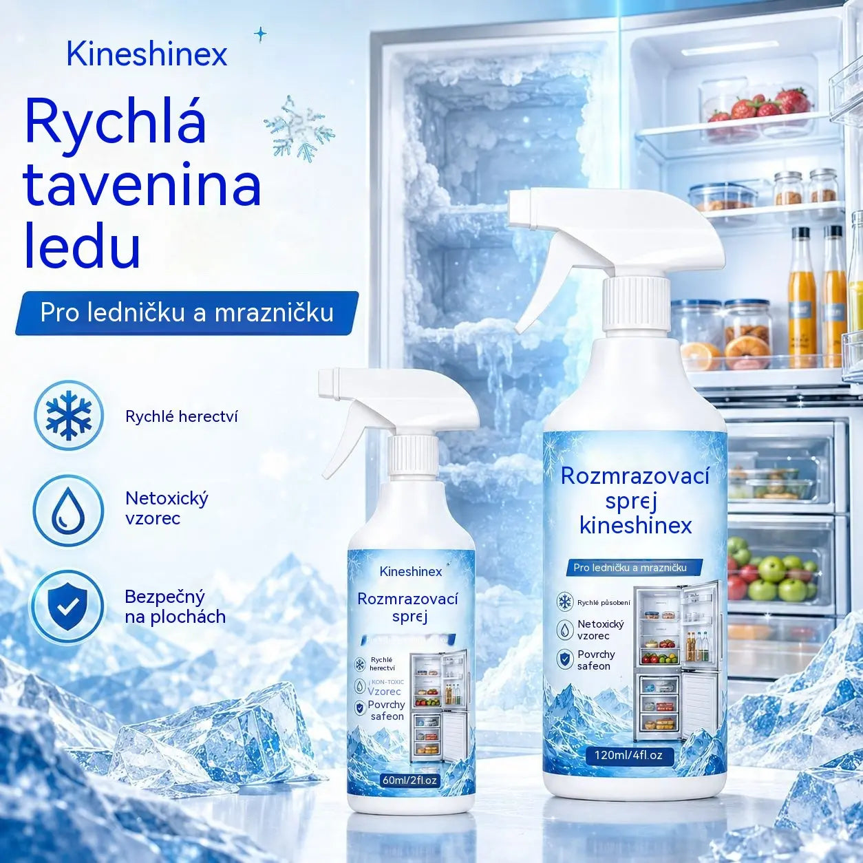 🔥【2 lahve za 560 Kč】❄️ Nový rozmrazovací sprej 2026 🧡 Rychle odstraňte led z mrazáku
