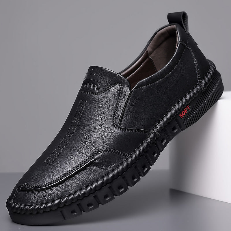 【39-44-es méret】Férfi alkalmi sportcipő, valódi bőr, puha talp, csúszásgátló, lélegző