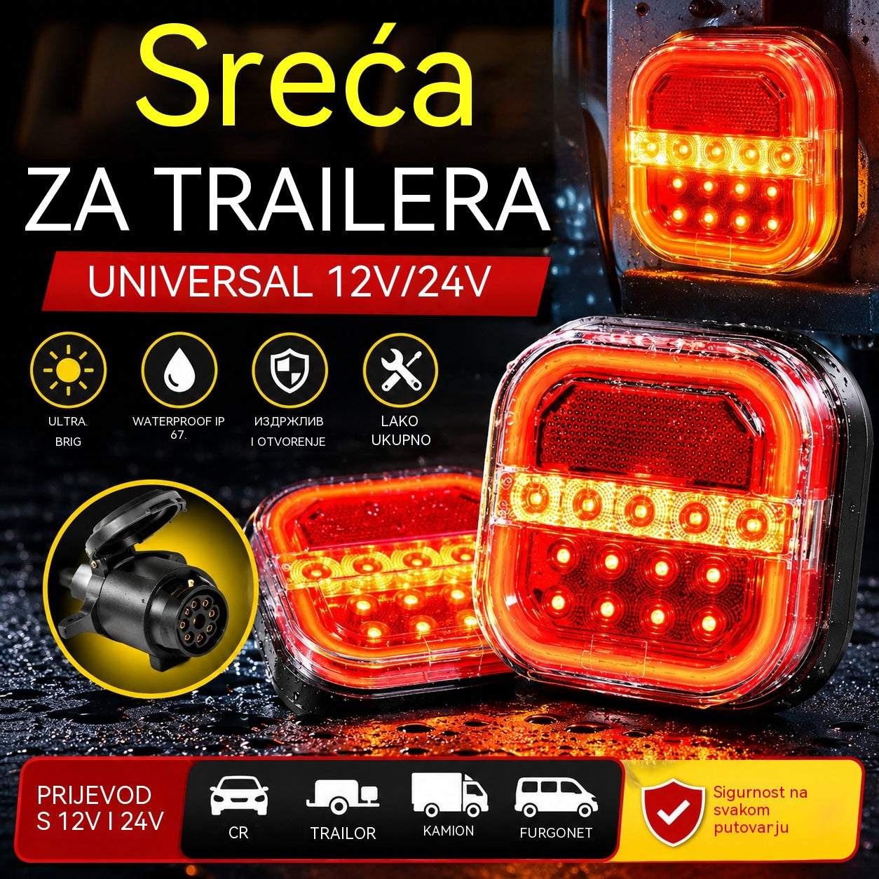 🚦【Univerzalno 12V/24V】🚦 LED svjetlo za prikolicu automobila