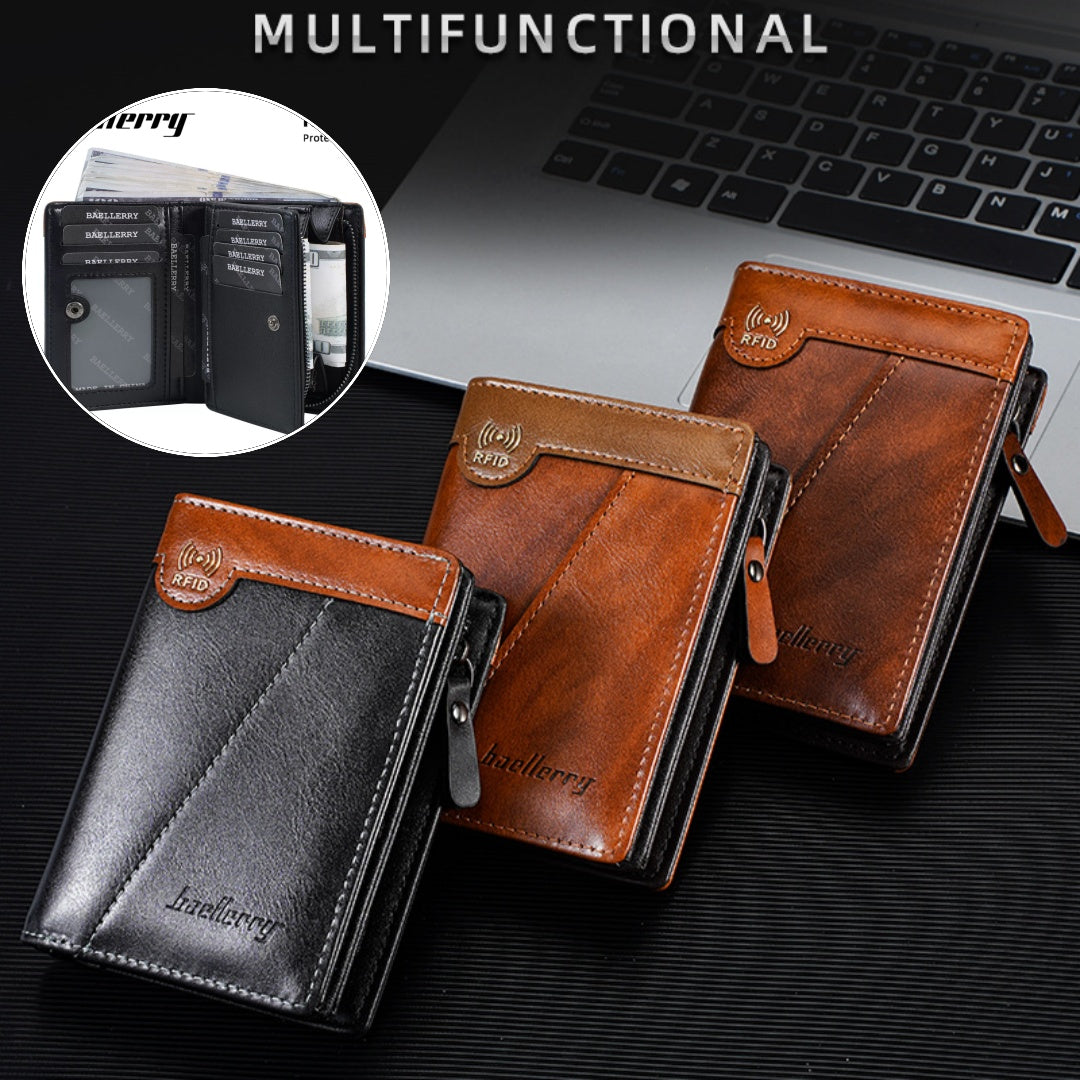 ✨Nová prémiová pánská peněženka retro stylu na zip s RFID ochranou proti krádeži.