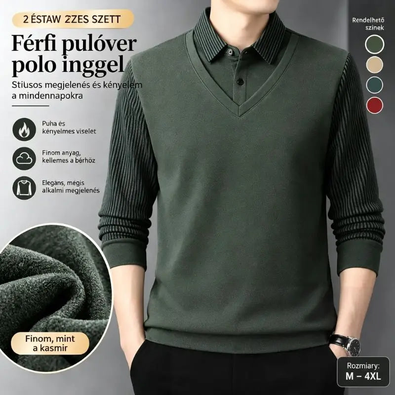 👔【M-4XL】Stílusos és sokoldalú, kétrészes férfi ing szett, tökéletes a változó évszakokhoz, és melegen tart ősszel és télen.