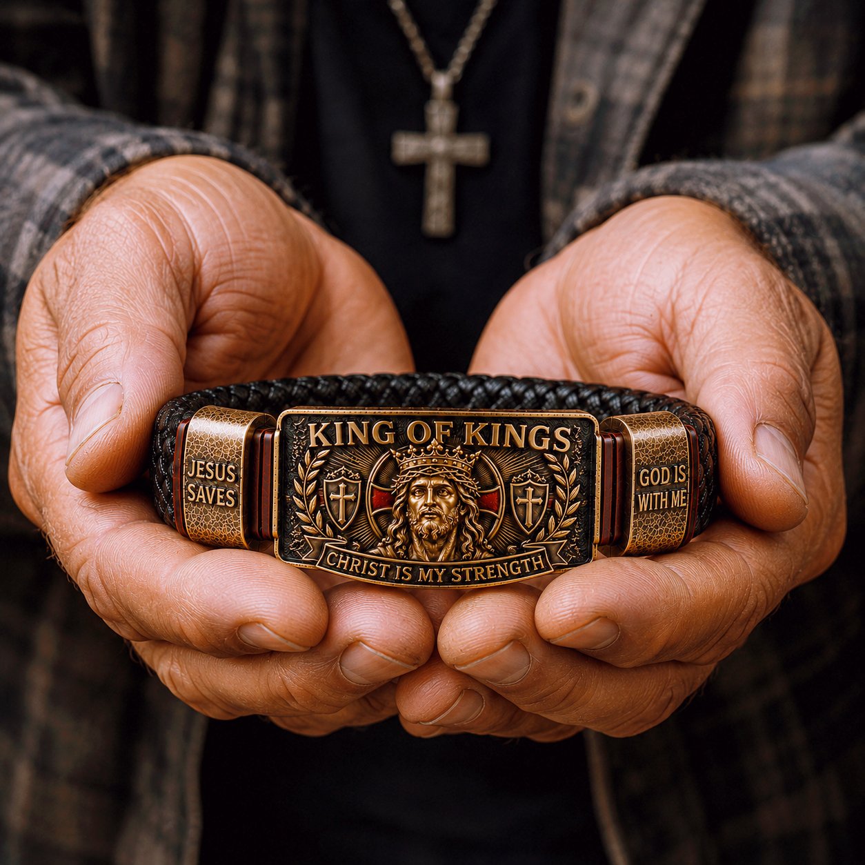 ✝️ Pulsera de fe Rey de Reyes - Pulsera cristiana ajustable