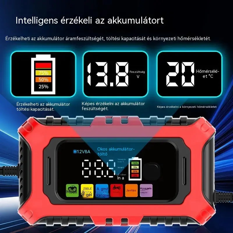 Intelligens akkumulátortöltő és -karbantartó