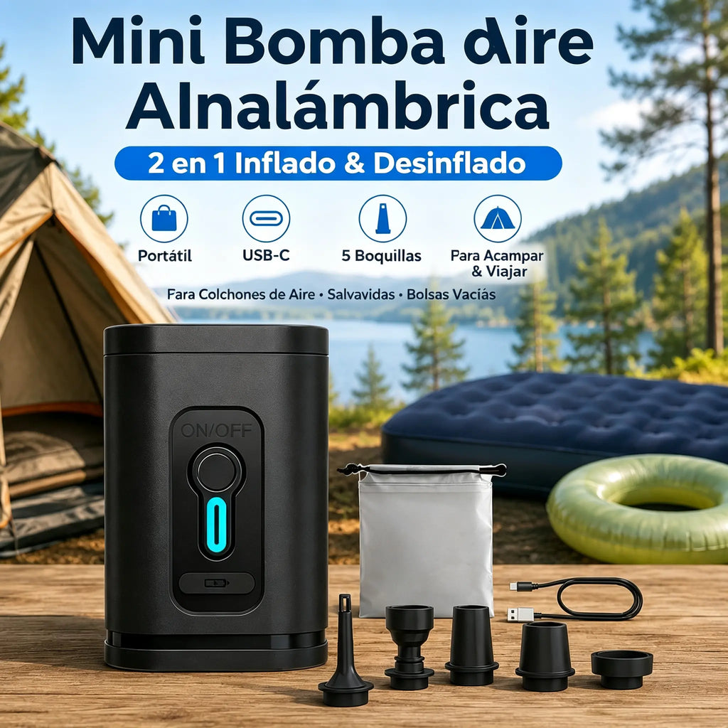 1 darab 9500 Ft 🏕️ Újratölthető kempingpumpa – LED-es világítás, gyors felfújás, kompakt és hordozható