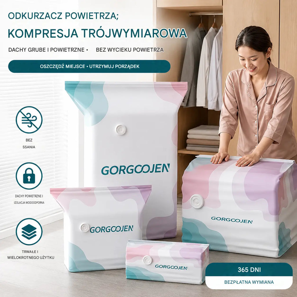 🧳5 za 109 zł.💨 Duży, kompresowalny worek próżniowy do przechowywania: nie wymaga pompki, szczelny i idealny do oszczędzania miejsca w walizkach i w domu ✈️