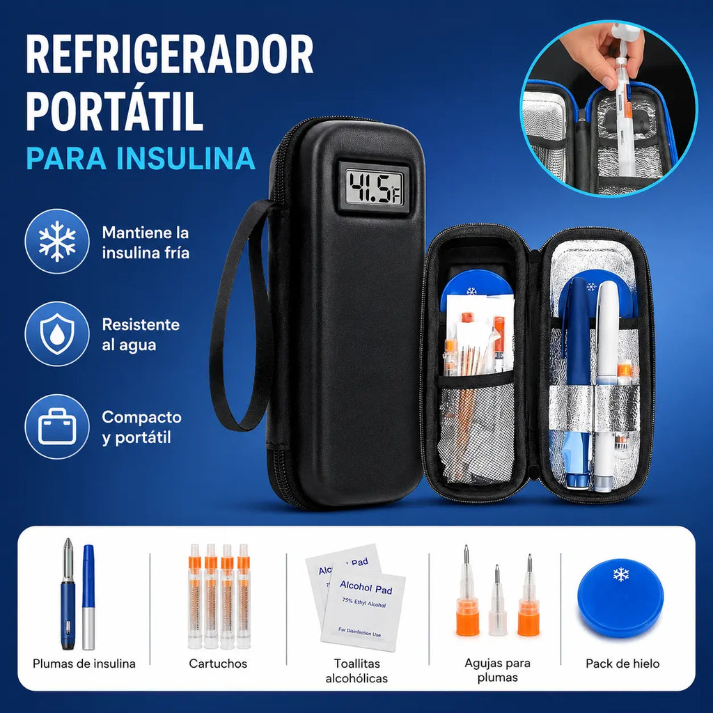 Estuche de viaje para enfriar insulina con pantalla de temperatura
