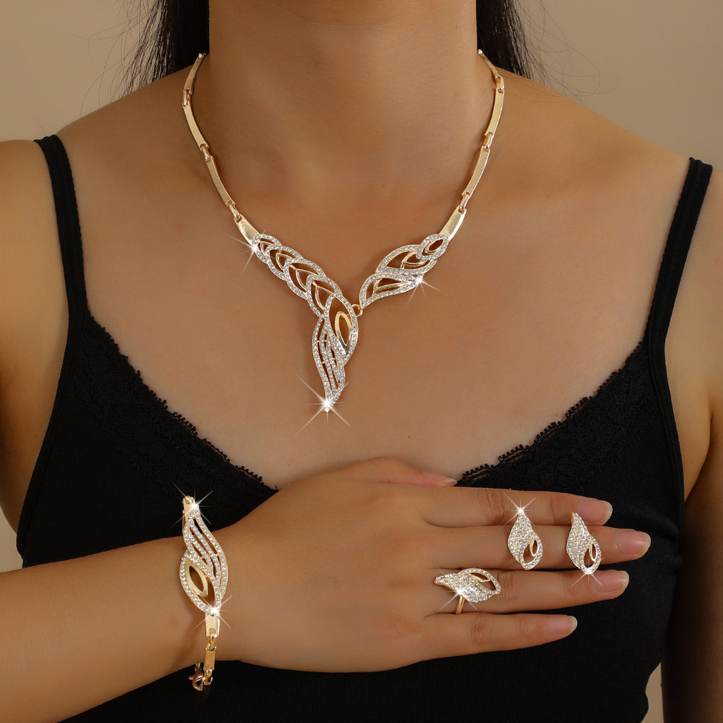 💖🔥【Anillo + Pulsera + Pendientes + Collar】✨Conjunto de joyas de estilo bohemio, creativo y único, de estilo minimalista.
