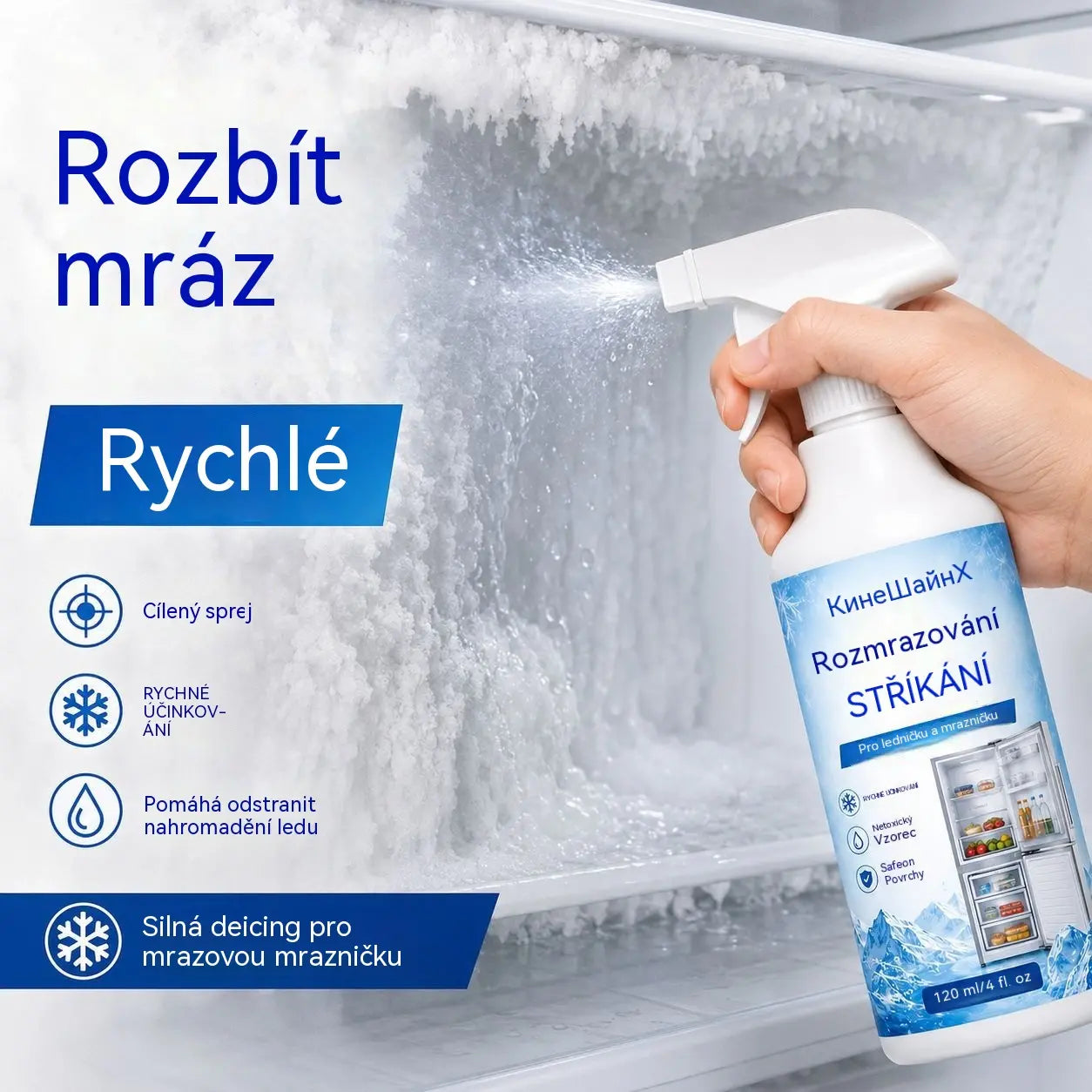 🔥【2 lahve za 560 Kč】❄️ Nový rozmrazovací sprej 2026 🧡 Rychle odstraňte led z mrazáku