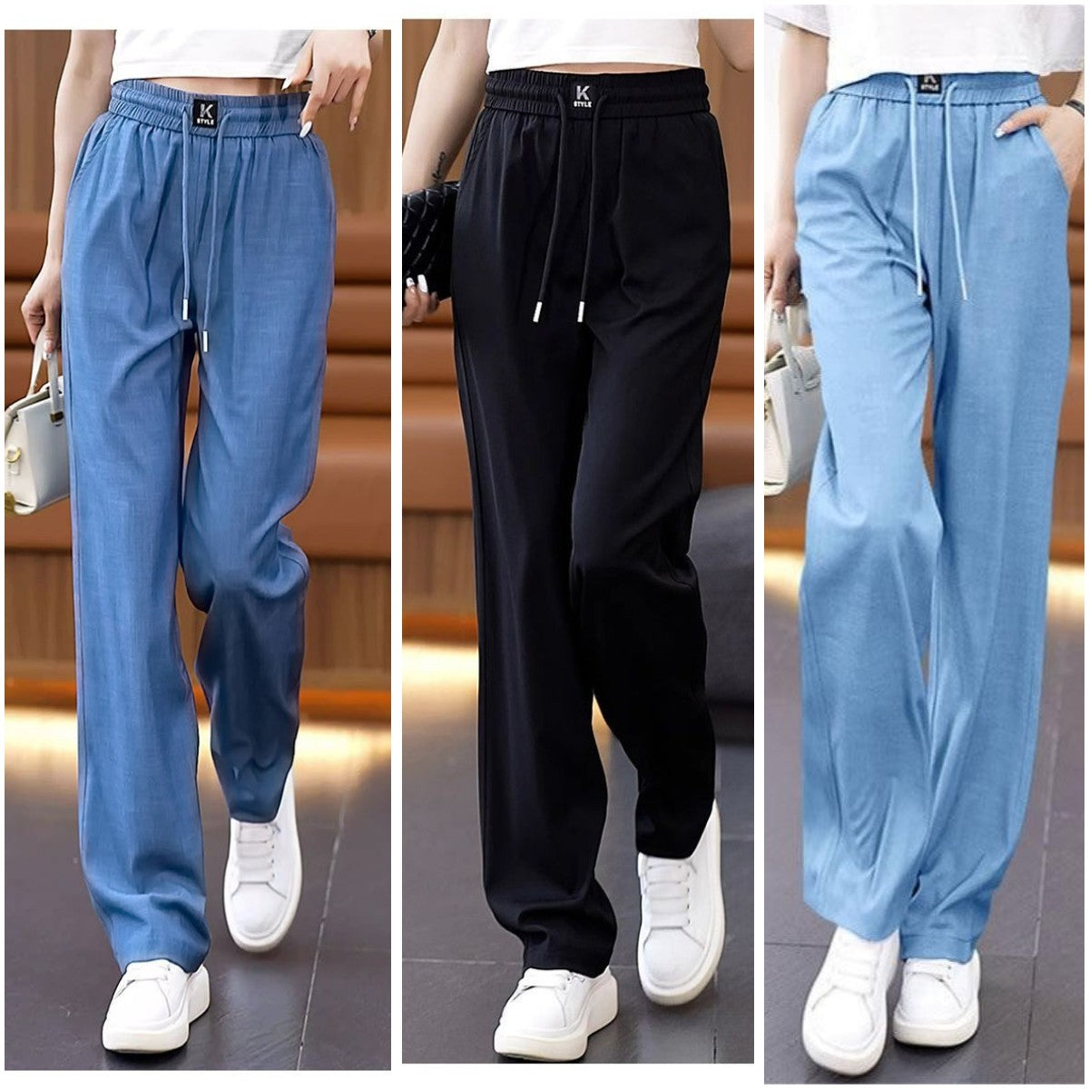 👖❤️🔥【50% Promocji】【40-100 kg】2026 nowe wysokiej jakości miękkie, swobodne spodnie z drapowaniem.Uczucie chłodzenia dzięki lodowemu jedwabiowi, efekt wyszczuplający z ograniczeniem wzrostu