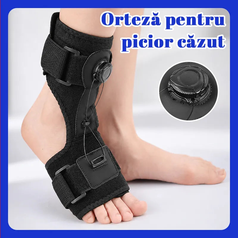 【2 kosa】Medicinska ortoza za padajoče stopalo in plantarni fasciitis, z vrtljivim nastavitvenim gumbom in aluminijasto oporo, za dnevno in nočno uporabo