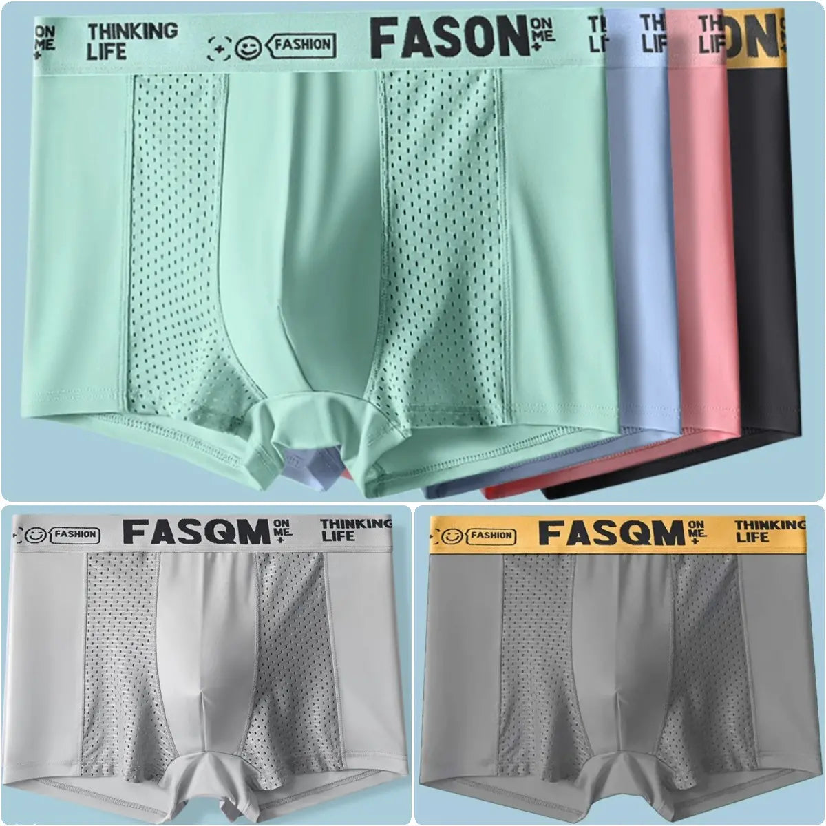 Calzoncillos bóxer para hombre confeccionados en malla Air Mesh Ice Silk. Elásticos, cómodos y transpirables.