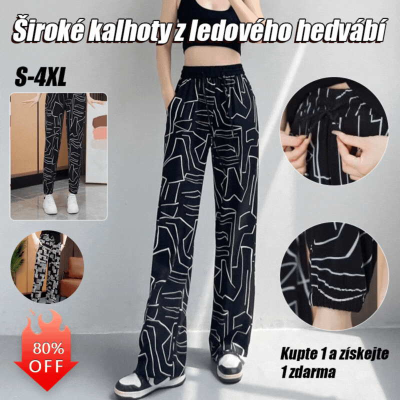 🔥【40-100 kg】Wiosna i lato 2026 Spodnie z luźnym wysokim stanem Ice Silk