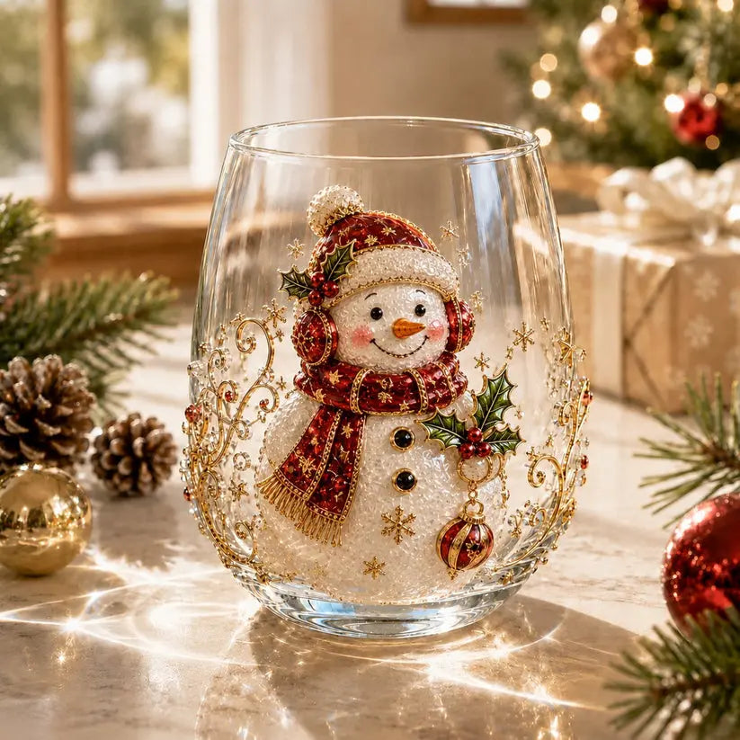 🎄🧑3D karácsonyi üvegpohár I Luxus kiemelt ünnepi üvegáruk italokhoz, dekorációhoz és karácsonyi ajándékokhoz