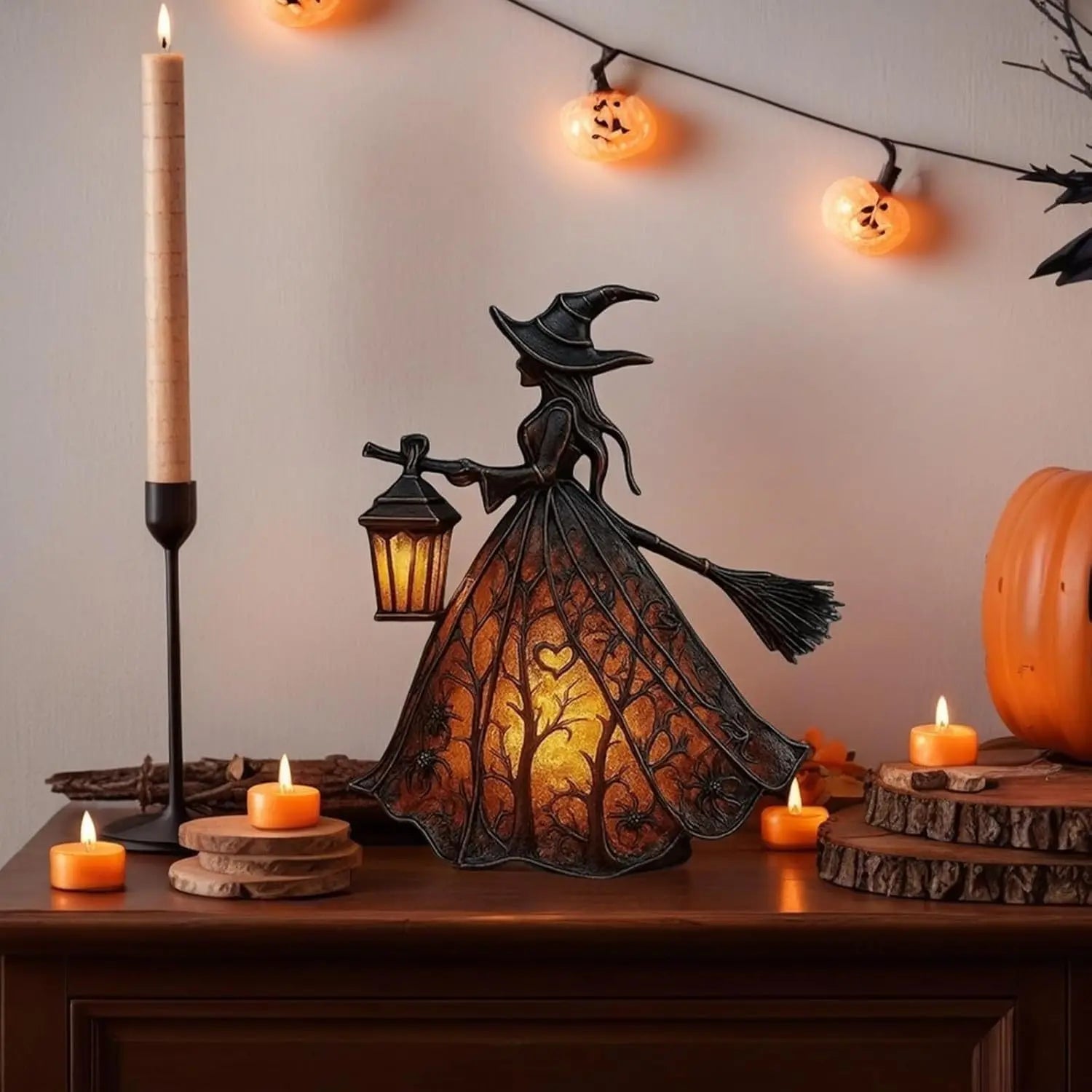 🧙‍♀️Čarodějnická lampa, strašidelná gotická lucerna, unikátní stolní lampa, noční světlo s nožičkami, vhodné do domácnosti, na verandu, do kanceláře i na párty.