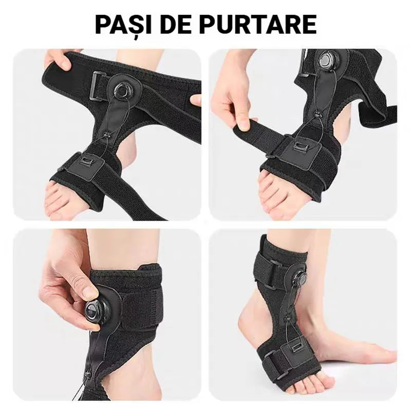 【2 kosa】Medicinska ortoza za padajoče stopalo in plantarni fasciitis, z vrtljivim nastavitvenim gumbom in aluminijasto oporo, za dnevno in nočno uporabo