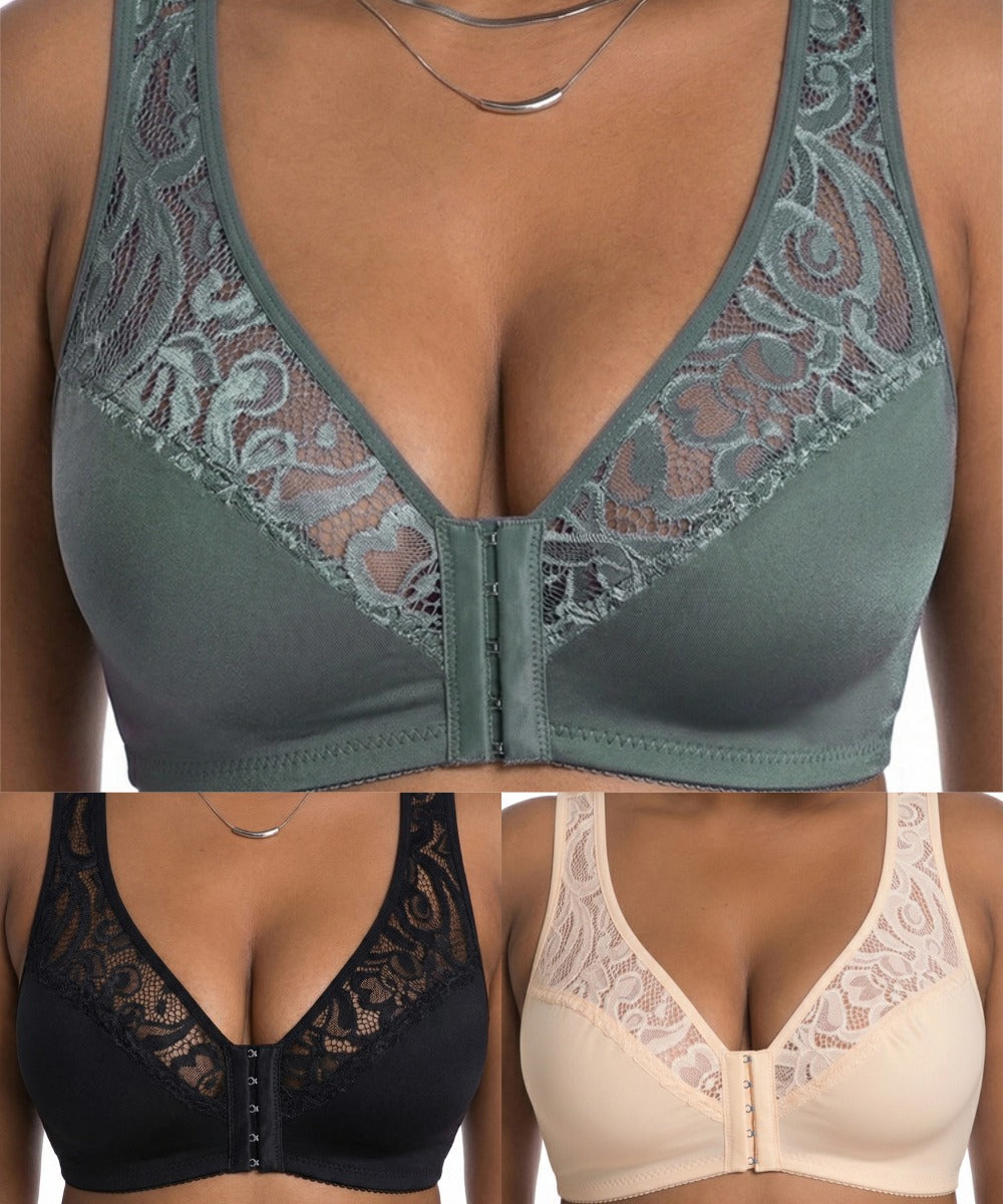 【3dílná sada】【L–4XL】 plus size push-up prodyšná podprsenka bez kostic, bezšvový design s předním zapínáním，Platba na dobírku
