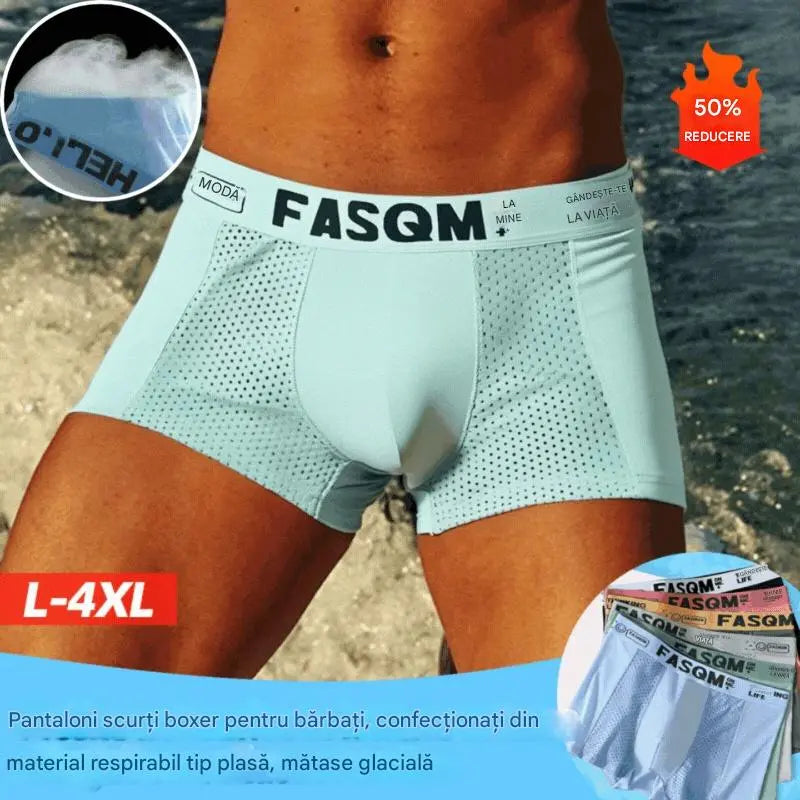 Calzoncillos bóxer para hombre confeccionados en malla Air Mesh Ice Silk. Elásticos, cómodos y transpirables.