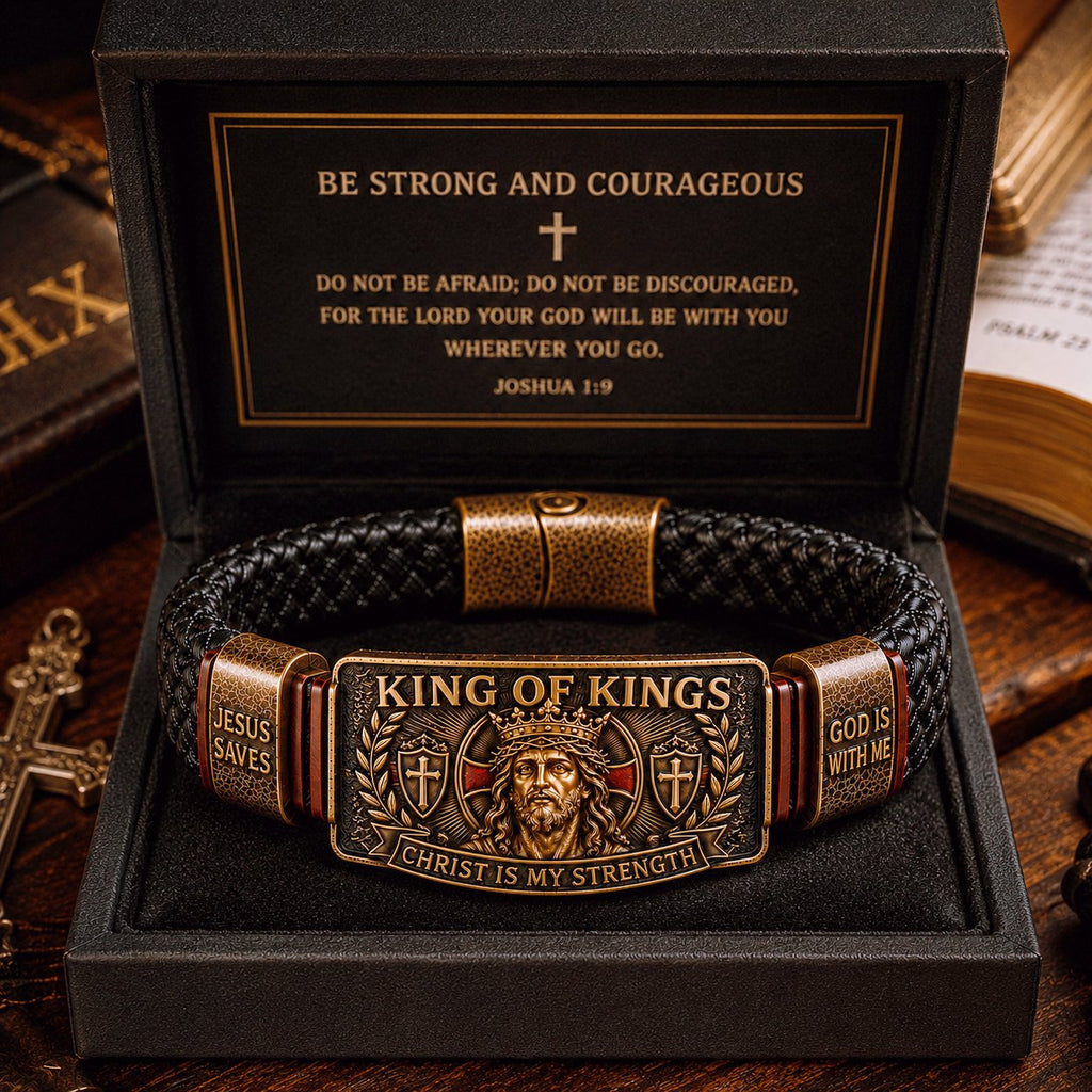 ✝️ Pulsera de fe Rey de Reyes - Pulsera cristiana ajustable