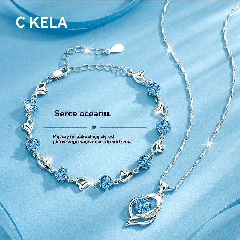 Zestaw bransoletki i naszyjnika ze srebra 925 – Heart of the Ocean Płatność przy odbiorze
