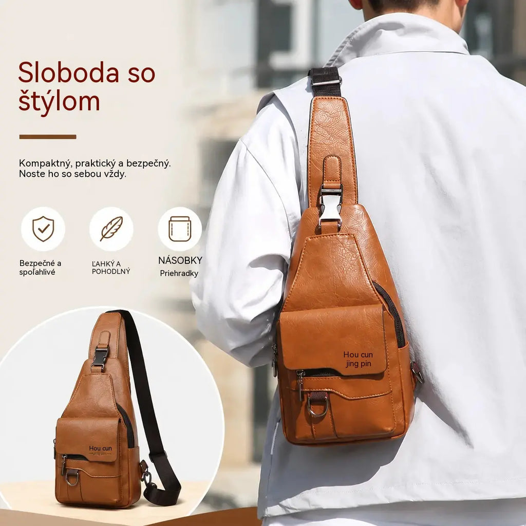 🎒 Nepremokavá taška cez rameno z pravej kože v retro štýle: nevyhnutná vec na každodenné dochádzanie.