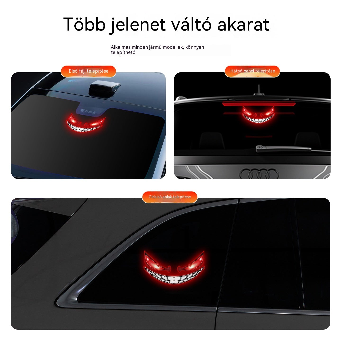 🚗🚗LED Ördög Autódekorációs Világítások, Napelemes Hangulatvilágítás