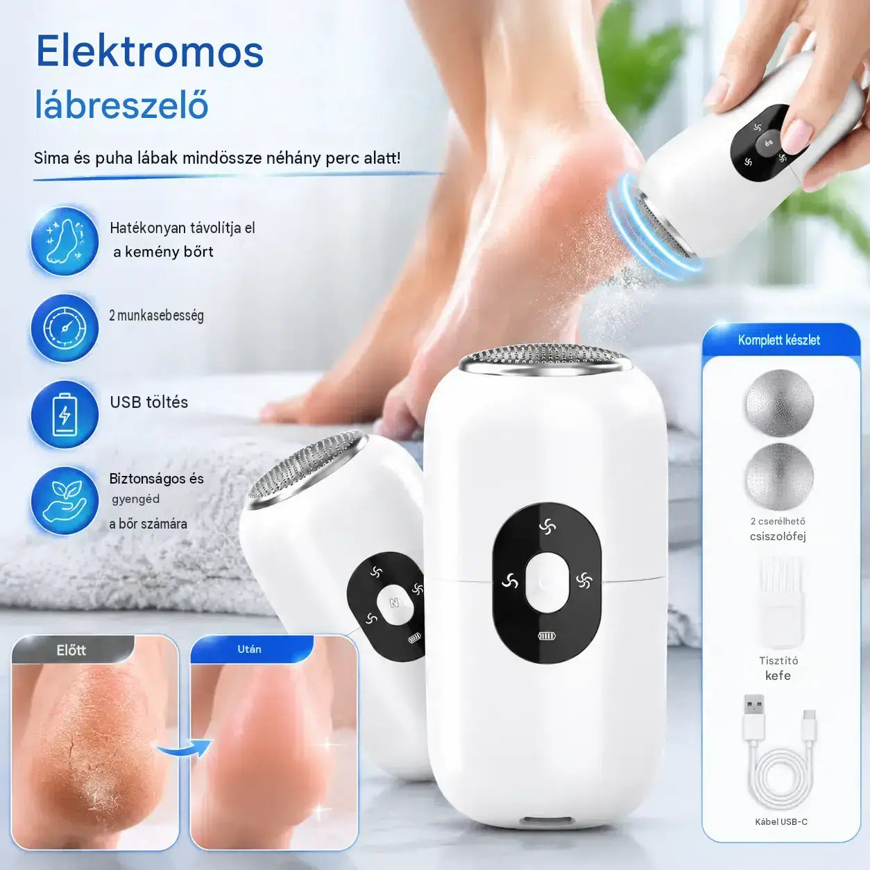 Új 5 az 1-ben elektromos lábkerék, kompakt automata lábpedikűr kerék