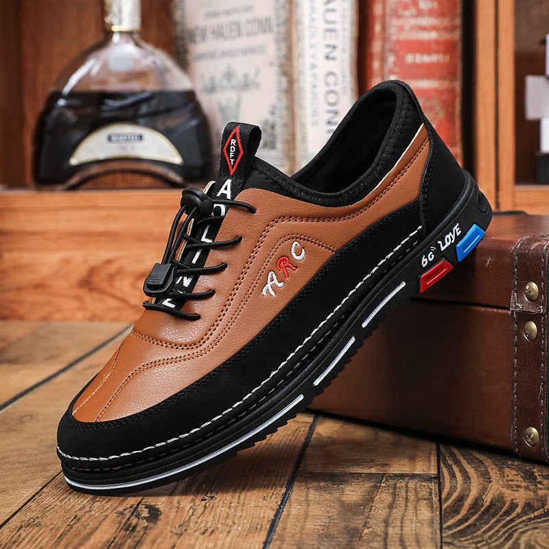 Los zapatos de negocios casuales para hombre están hechos de cuero impermeable y resistente a las manchas con una suela suave para un uso cómodo.