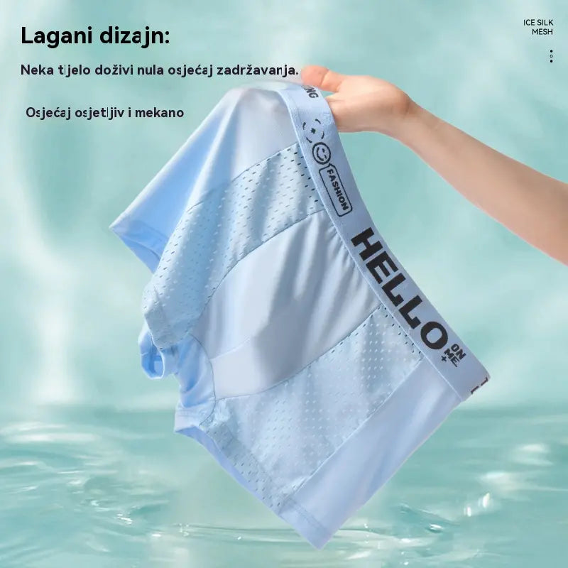 Calzoncillos bóxer para hombre confeccionados en malla Air Mesh Ice Silk. Elásticos, cómodos y transpirables.