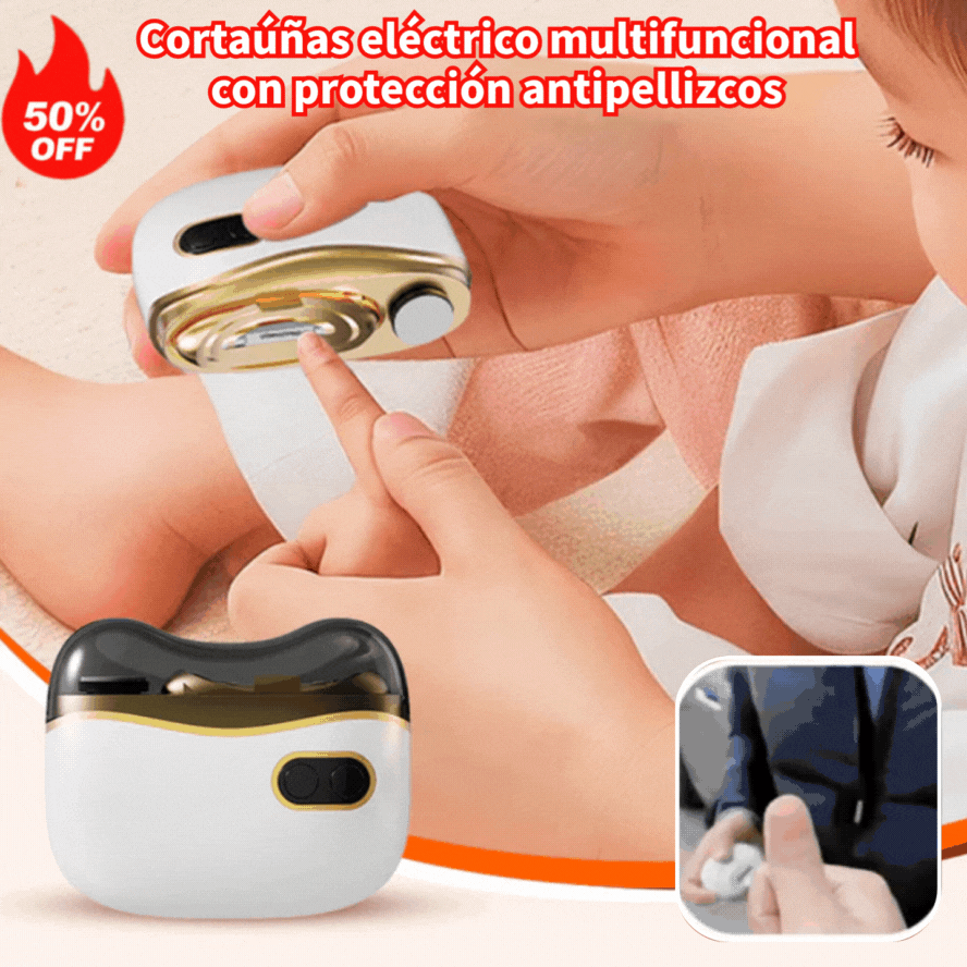 Lima de uñas eléctrica multifuncional, cortauñas eléctrico con protección antipellizcos